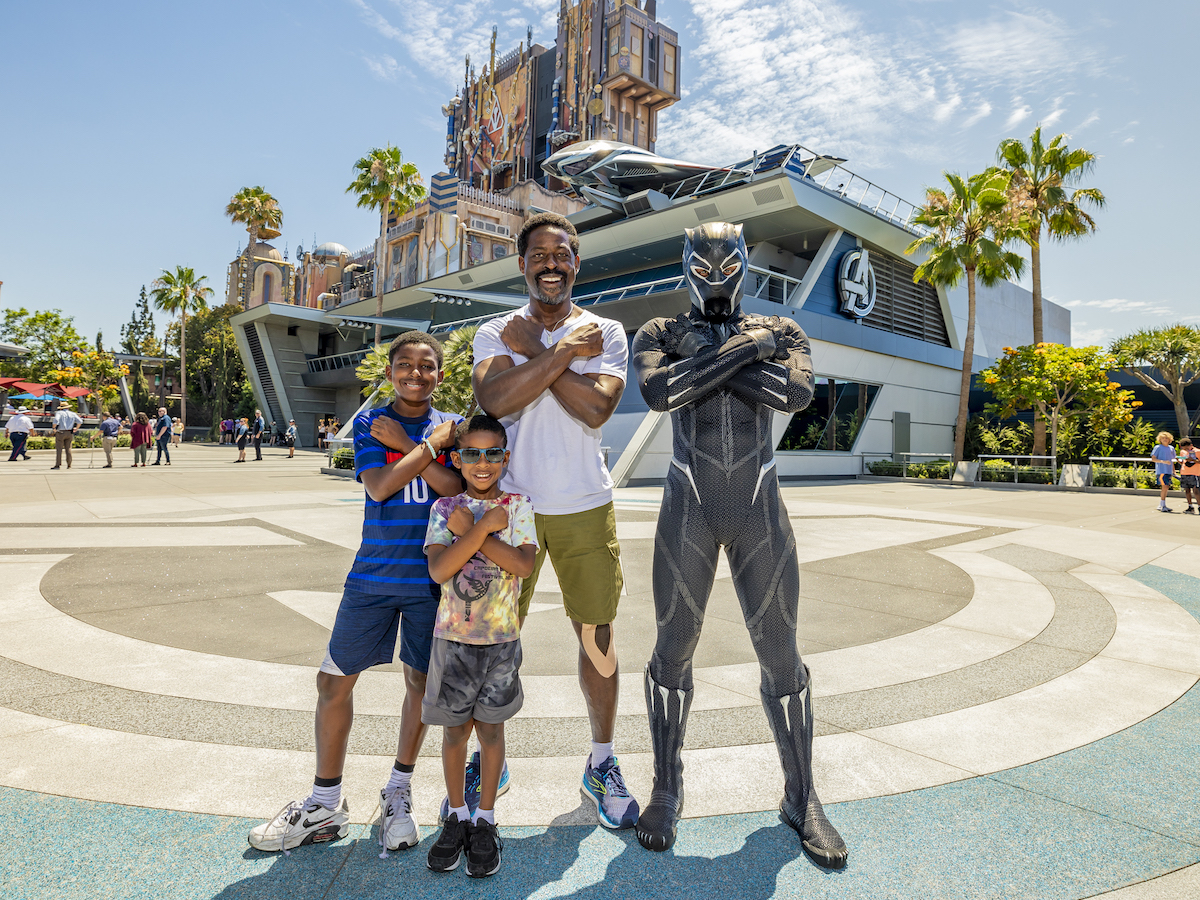 Sterling K. Brown and sons with Black Panther