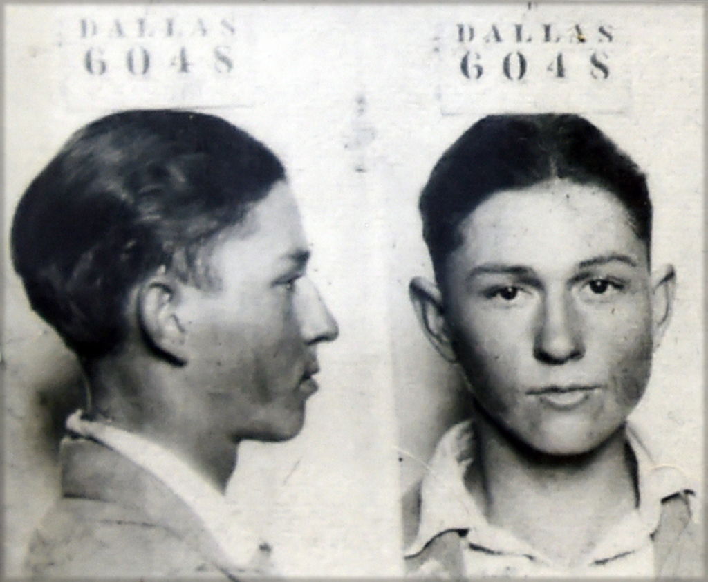 Bonnie and Clyde, American criminal couple. Police photo of Clyde Chestnut Barrow
