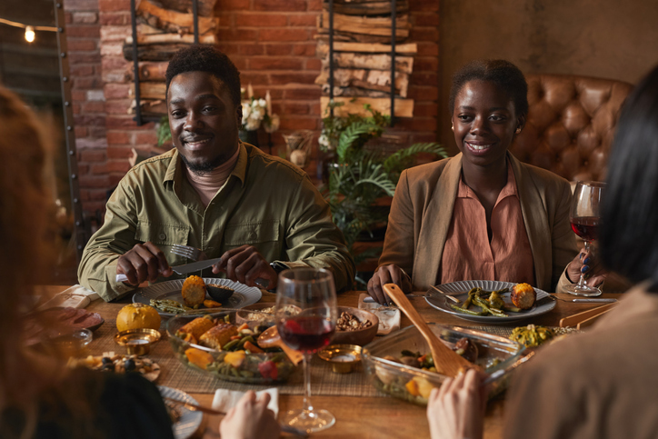 African-American Couple at Dinner Party