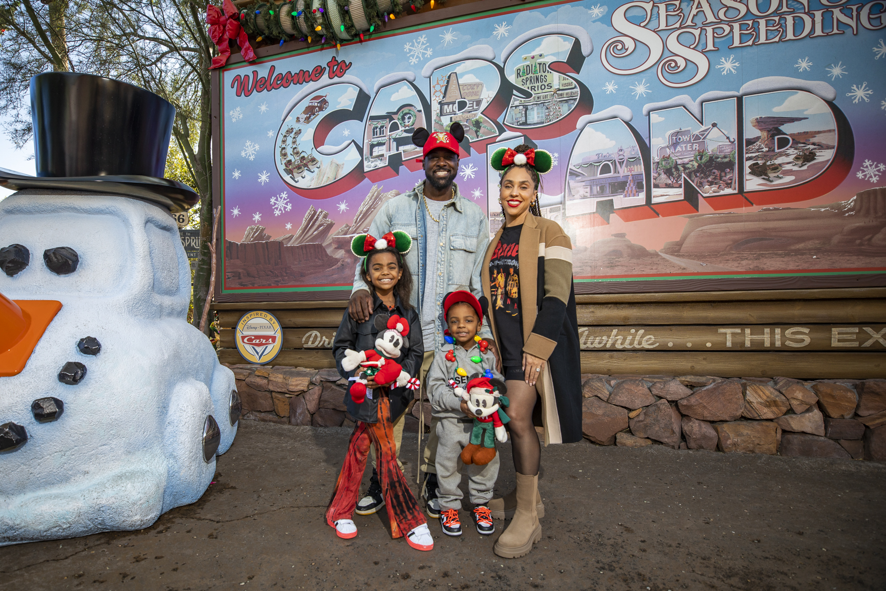 Lance Gross, wife Rebecca, daughter Berkeley and son Lennon visited Cars Land at Disney California Adventure Park