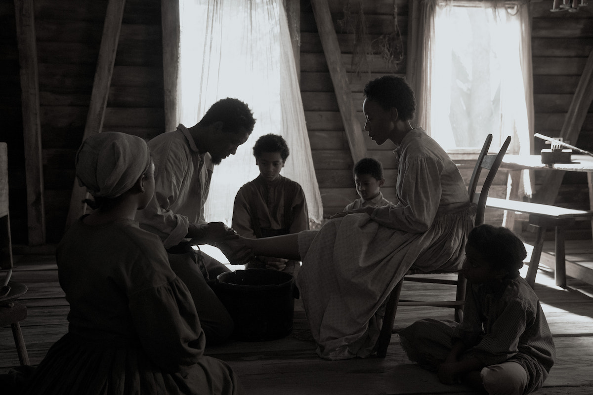 Emancipation production still featuring Imani Pullum, Will Smith, Jeremiah Friedlander, Landon Chase Dubois, Charmaine Bingwa and Jordyn McIntosh