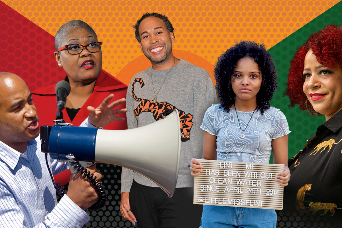 Today's Freedom Fighters collage featuring David Johns, Mari Copeny, Melanie Campbell, Nikkole Hannah-Jones and James Rucker