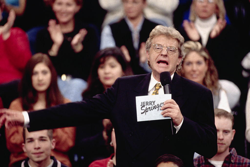 Jerry Springer Gesturing While Taping His Show