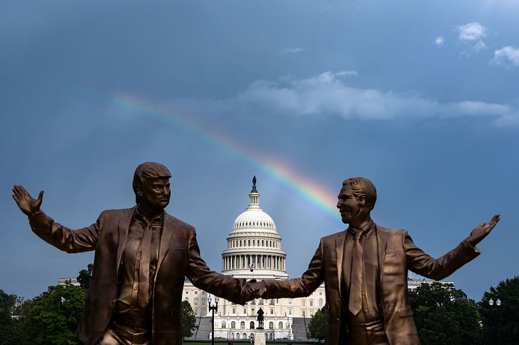 Statue Of Donald Trump And Jeffrey Epstein Holding Hands Appears On National Mall